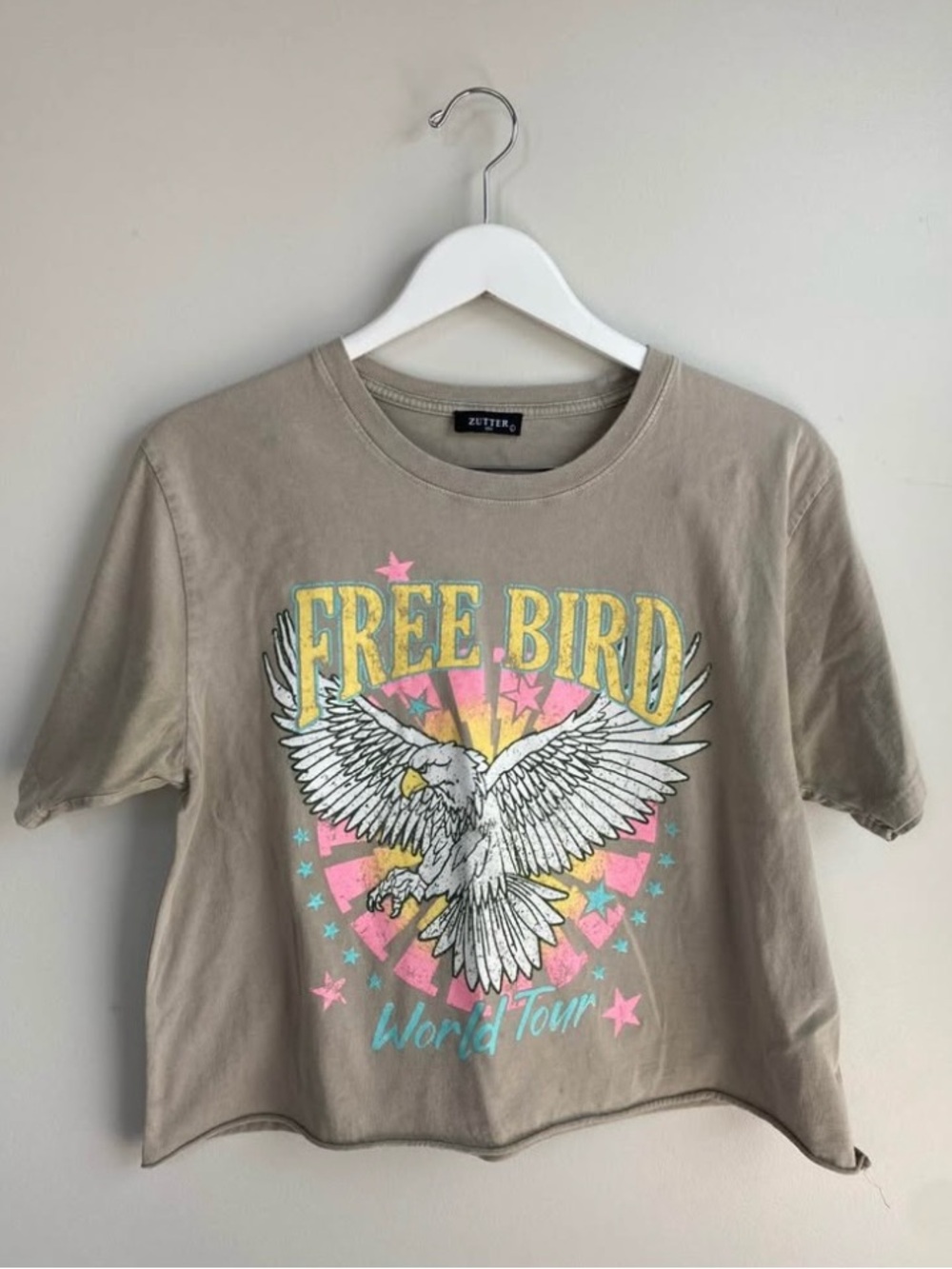 Zutter Free Bird Graphic Tee in Taupe